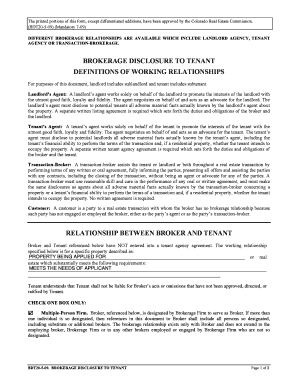 Colorado Brokerage Disclosure to Tenant