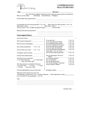 Comprehensive Health History Form