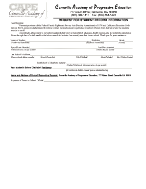 Request for Student Record Information
