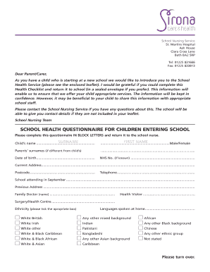School Health Questionnaire for Children
