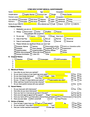 IVF New Patient Medical Questionnaire