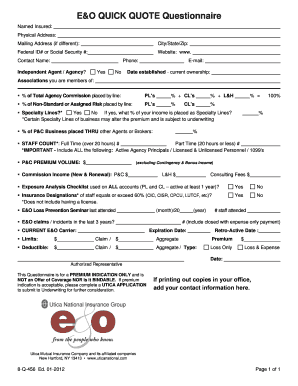 E&O Quick Quote Questionnaire