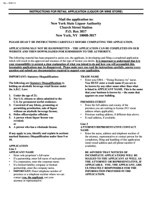 New York Liquor Store Application