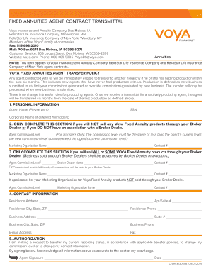 Voya Fixed Annuities Agent Contract Transmittal