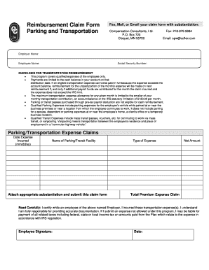 Fillable Online Parking Trans Claim Form - ccflexcom Fax Email Print ...