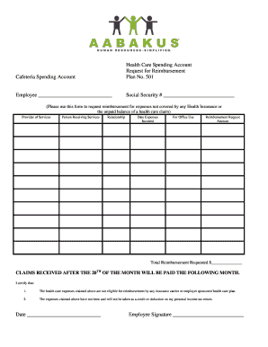 Health Care Spending Account Reimbursement Form