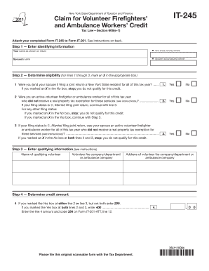 New York Volunteer Firefighters and Ambulance Workers Credit Form IT-245