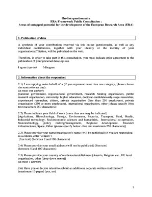 ERA Framework Public Consultation Form