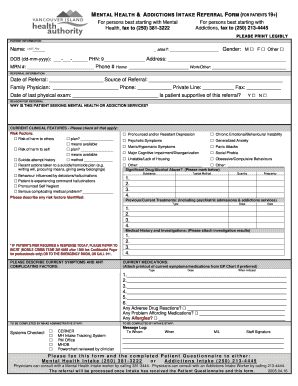 Mental Health Addictions Intake Referral Form