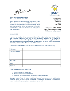 Gift Aid Declaration Form