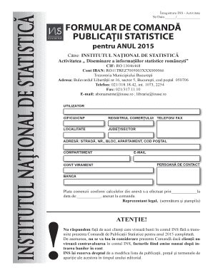 Romanian Statistical Publications Order Form
