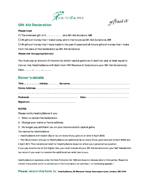 Gift Aid Declaration Form