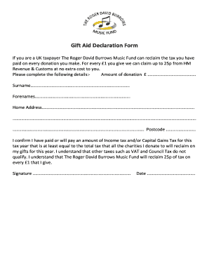 Gift Aid Declaration Form