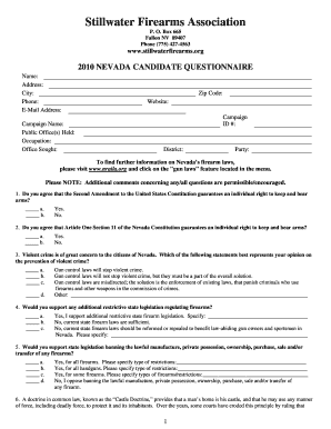 2010 Nevada Candidate Questionnaire