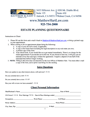 Estate Planning Questionnaire