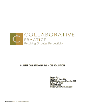 Client Questionnaire for Dissolution