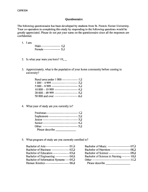 Student Wellbeing Questionnaire