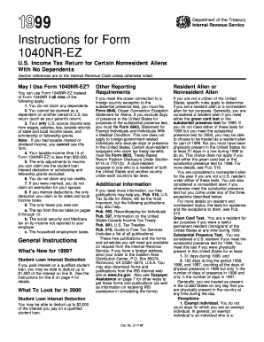 Form 1040NR-EZ Instructions