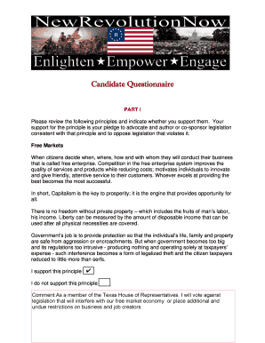 Candidate Questionnaire for Texas House of Representatives