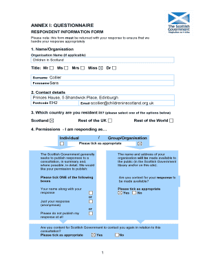 Scotland Same Sex Marriage Consultation Form