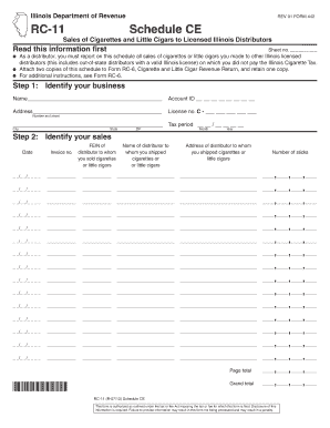 Illinois Cigarette Tax Schedule CE