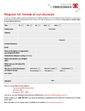 Request for Review of Decision