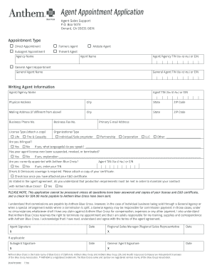 Anthem Blue Cross Agent Appointment Application