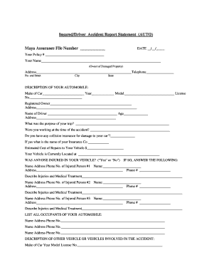 Insured Driver Accident Report Statement