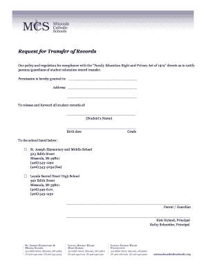 Request for Transfer of Records