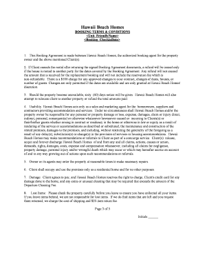 Hawaii Beach Homes Booking Agreement