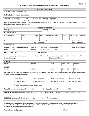 Child & Family Development Program Application