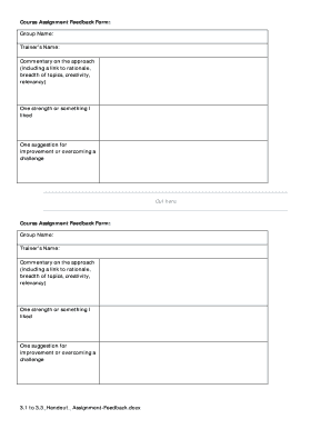 Course Assignment Feedback Form