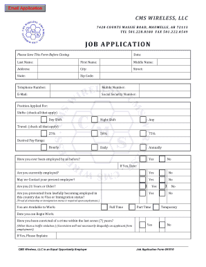 CMS Wireless Job Application Form
