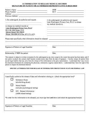 Authorization to Release Medical Records