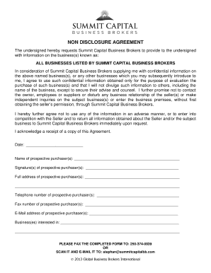 Non-Disclosure Agreement for Business Brokerage