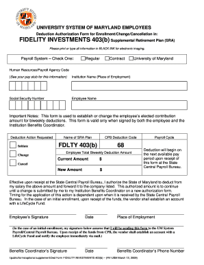 University of Maryland 403(b) Deduction Authorization Form