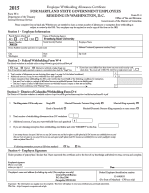 Maryland State Employee Withholding Allowance Certificate