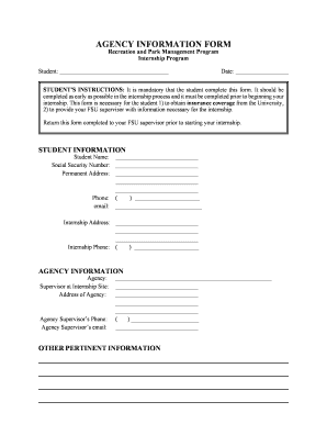 Agency Information Form