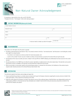 Non-Natural Owner Acknowledgement Form