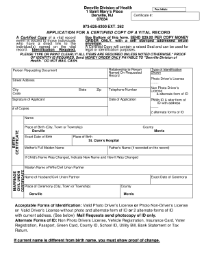 Application for Certified Copy of Vital Record