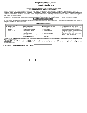 Montana Birth Certificate Request Form