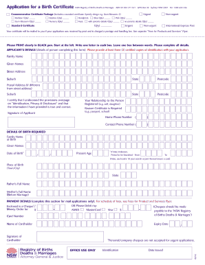 Fillable Online NSW Registry of Births Deaths &amp; Marriages ABN 30 854 ...