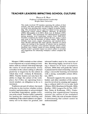 TEACHER LEADERS IMPACTING SCHOOL CULTURE