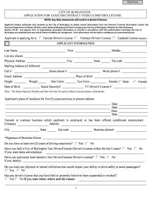 Fillable Online btv CITY OF BURLINGTON APPLICATION FOR Fax Email Print ...