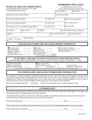 Summit Credit Union Membership Application
