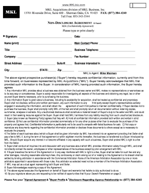Non-Disclosure Agreement for Business Acquisition