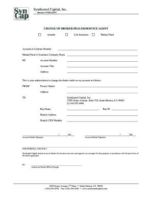 Change of Broker Dealer Form