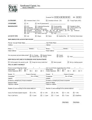 Syndicated Capital New Account Agreement