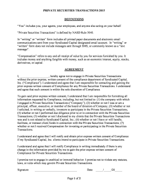 Private Securities Transactions Agreement 2015