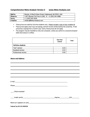 Comprehensive Meta-Analysis License Agreement